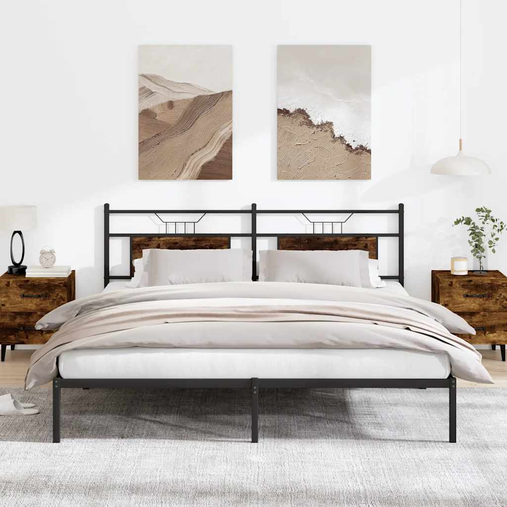 vidaXL Bed Frame without Mattress Smoked Oak 160x200 cm Engineered Wood