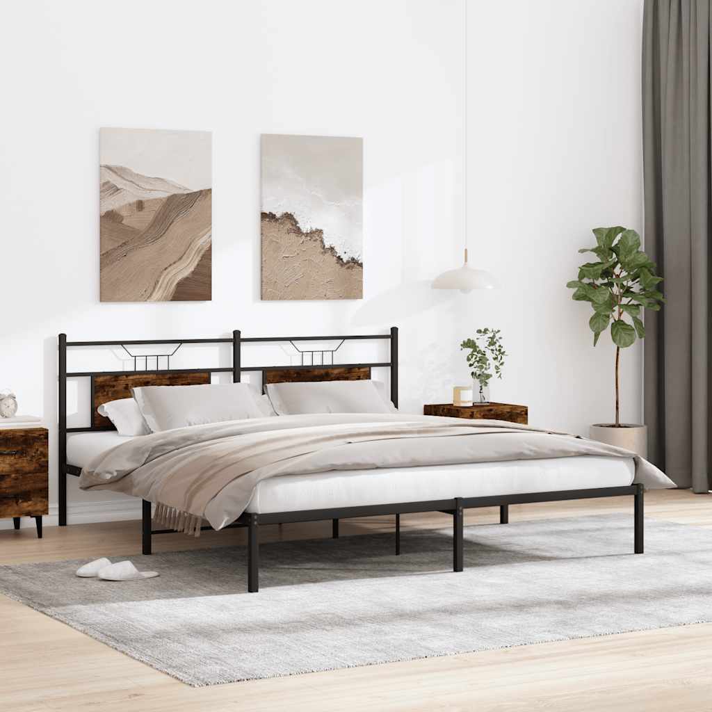 vidaXL Bed Frame without Mattress Smoked Oak 183x203 cm Engineered Wood