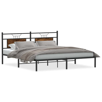 vidaXL Bed Frame without Mattress Smoked Oak 183x213 cm Engineered Wood