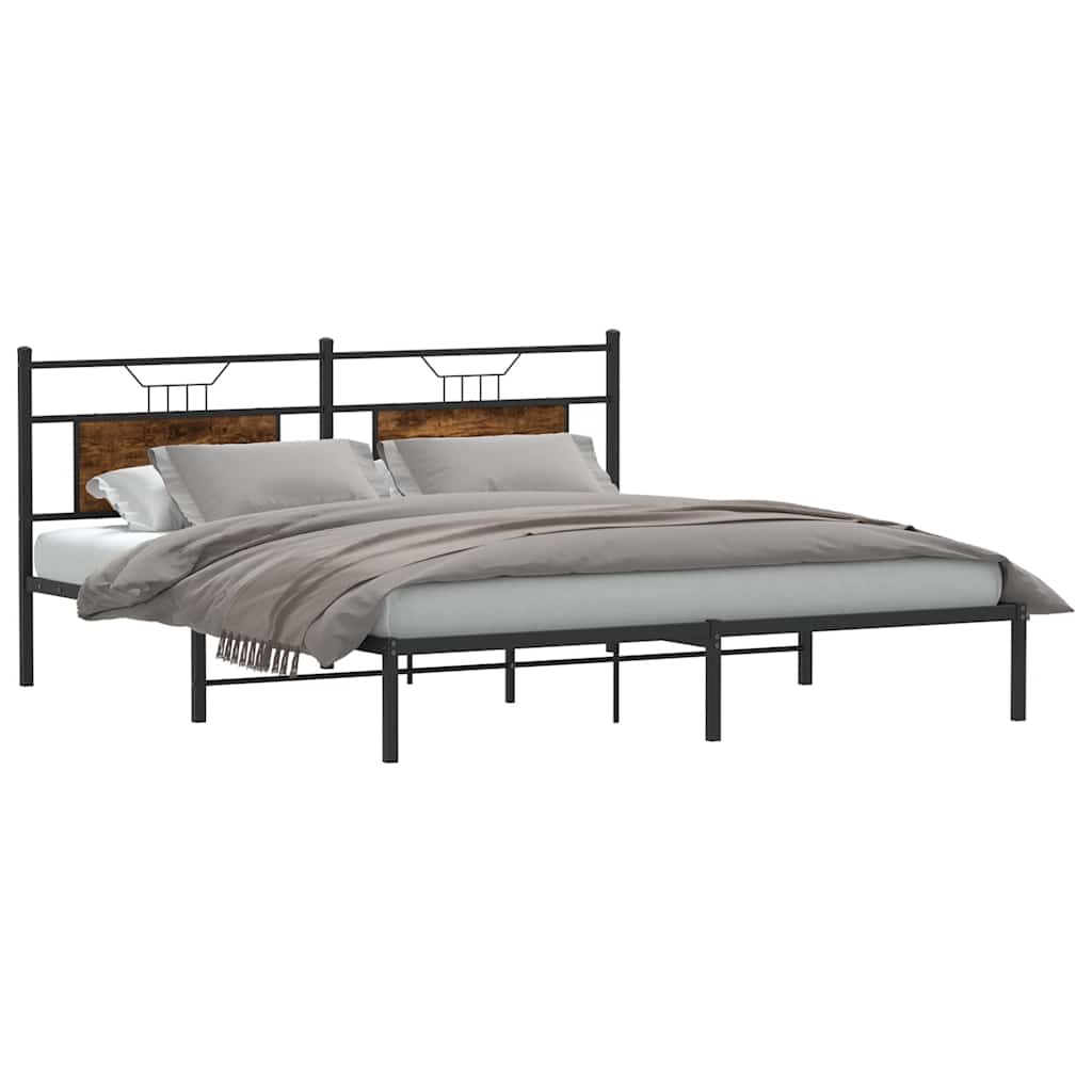 vidaXL Bed Frame without Mattress Smoked Oak 183x213 cm Engineered Wood