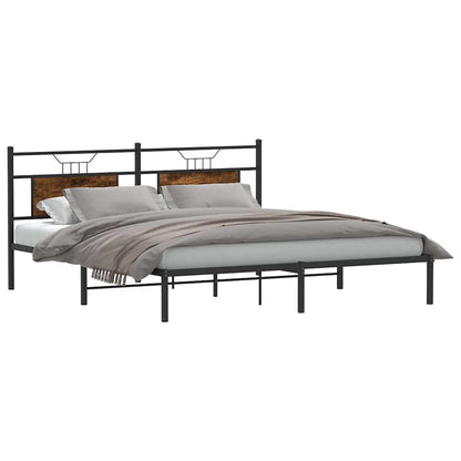 vidaXL Bed Frame without Mattress Smoked Oak 183x213 cm Engineered Wood
