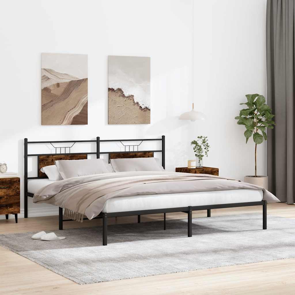 vidaXL Bed Frame without Mattress Smoked Oak 183x213 cm Engineered Wood