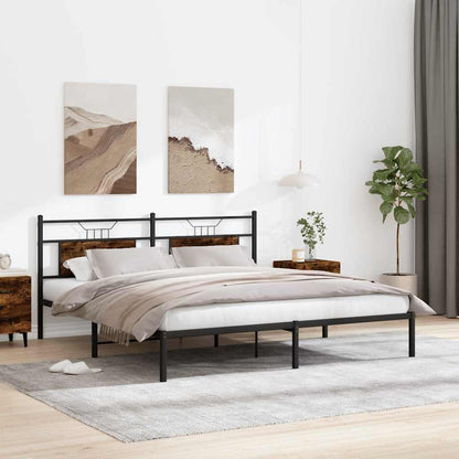 vidaXL Bed Frame without Mattress Smoked Oak 183x213 cm Engineered Wood