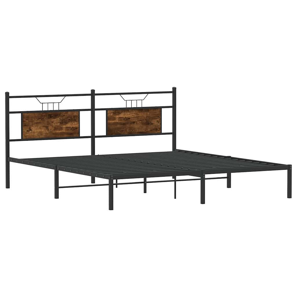 vidaXL Bed Frame without Mattress Smoked Oak 183x213 cm Engineered Wood