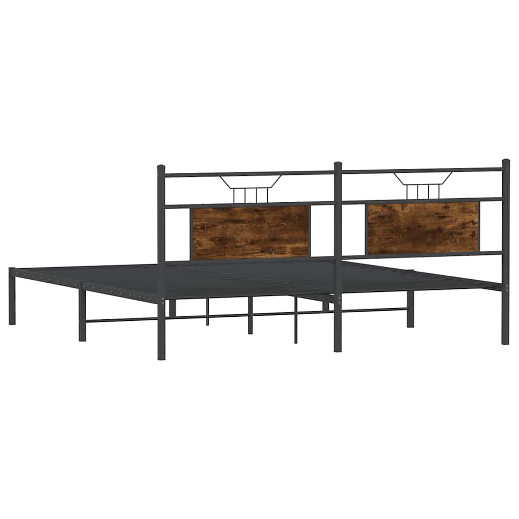 vidaXL Bed Frame without Mattress Smoked Oak 183x213 cm Engineered Wood