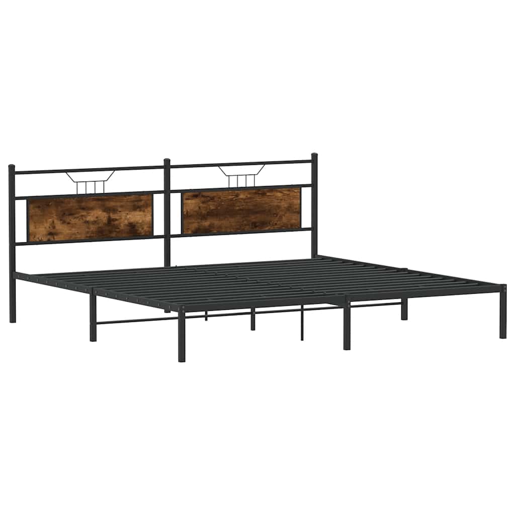 vidaXL Bed Frame without Mattress Smoked Oak 193x201 cm Engineered Wood