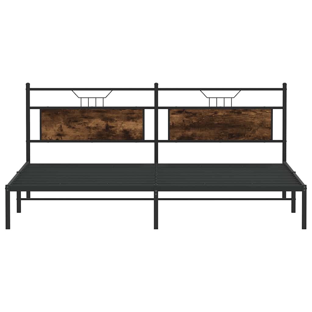 vidaXL Bed Frame without Mattress Smoked Oak 193x201 cm Engineered Wood