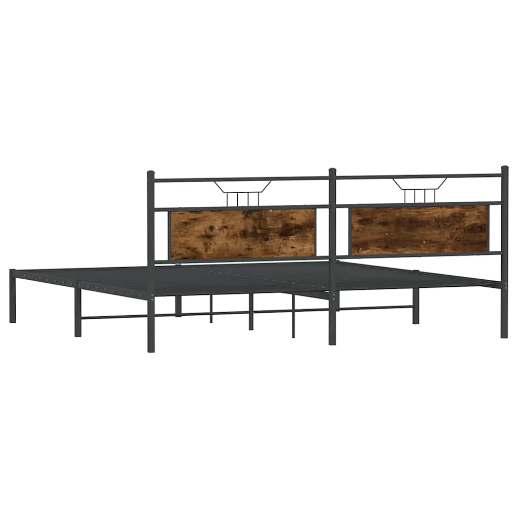 vidaXL Bed Frame without Mattress Smoked Oak 193x201 cm Engineered Wood