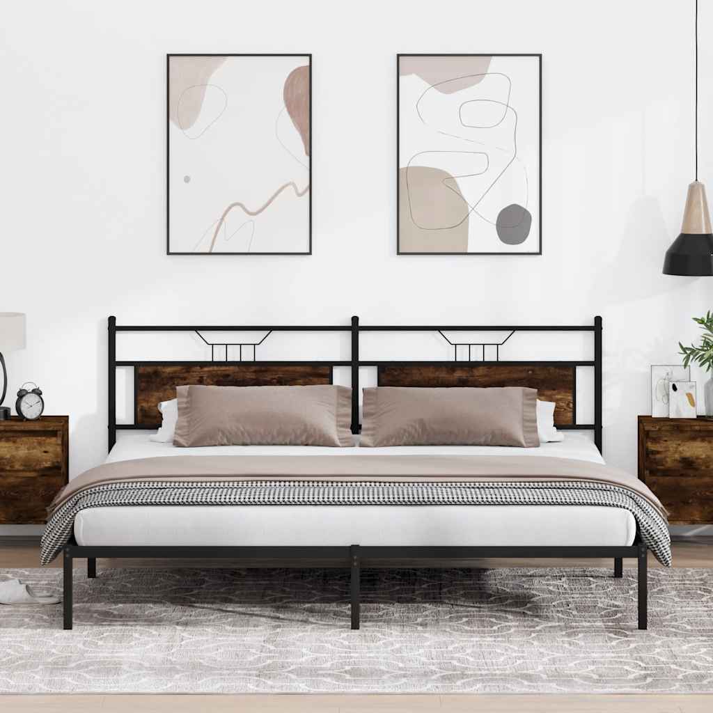 vidaXL Bed Frame without Mattress Smoked Oak 193x201 cm Engineered Wood