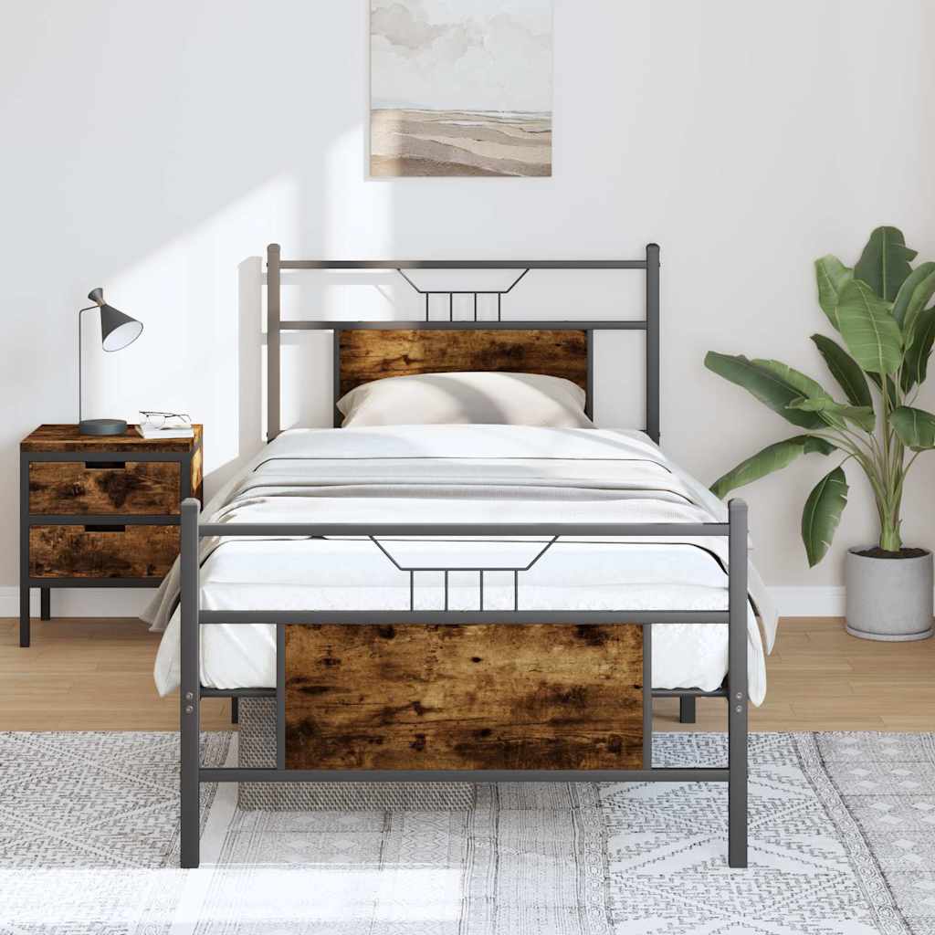vidaXL Bed Frame without Mattress Smoked Oak 80x200 cm Engineered Wood