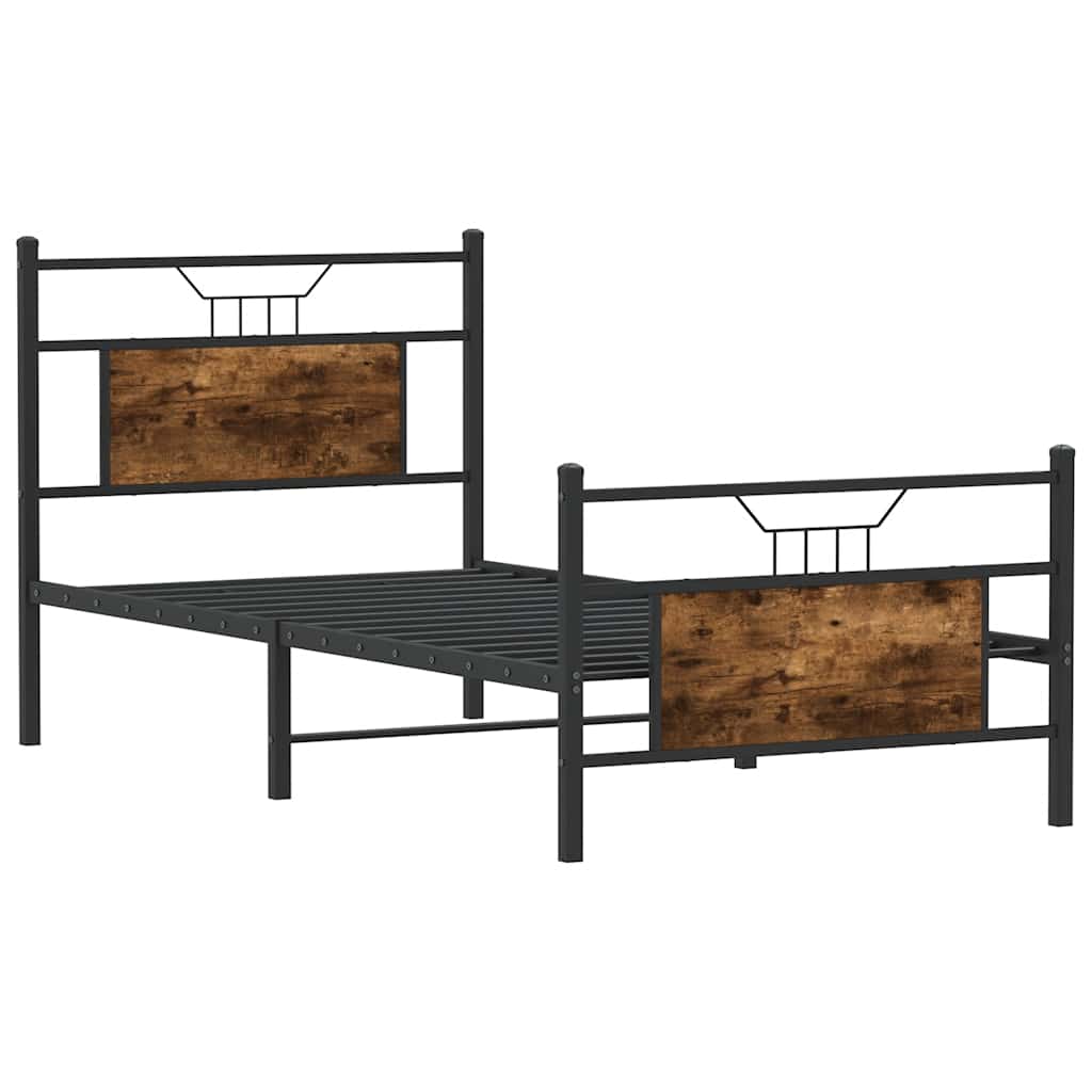 vidaXL Bed Frame without Mattress Smoked Oak 90x190 cm Single Engineered Wood
