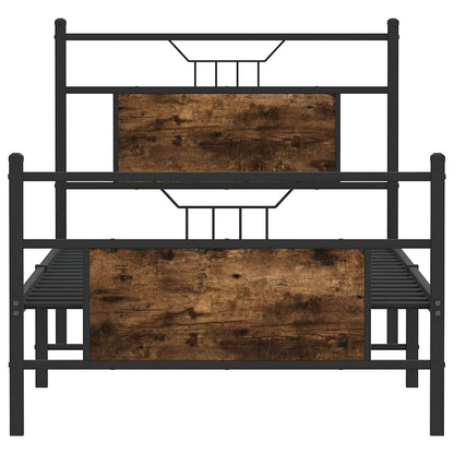 vidaXL Bed Frame without Mattress Smoked Oak 90x200 cm Engineered Wood