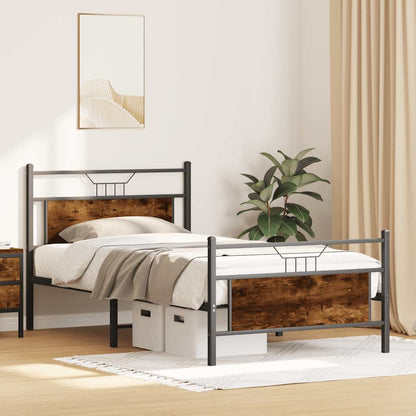 vidaXL Bed Frame without Mattress Smoked Oak 100x190 cm Engineered Wood