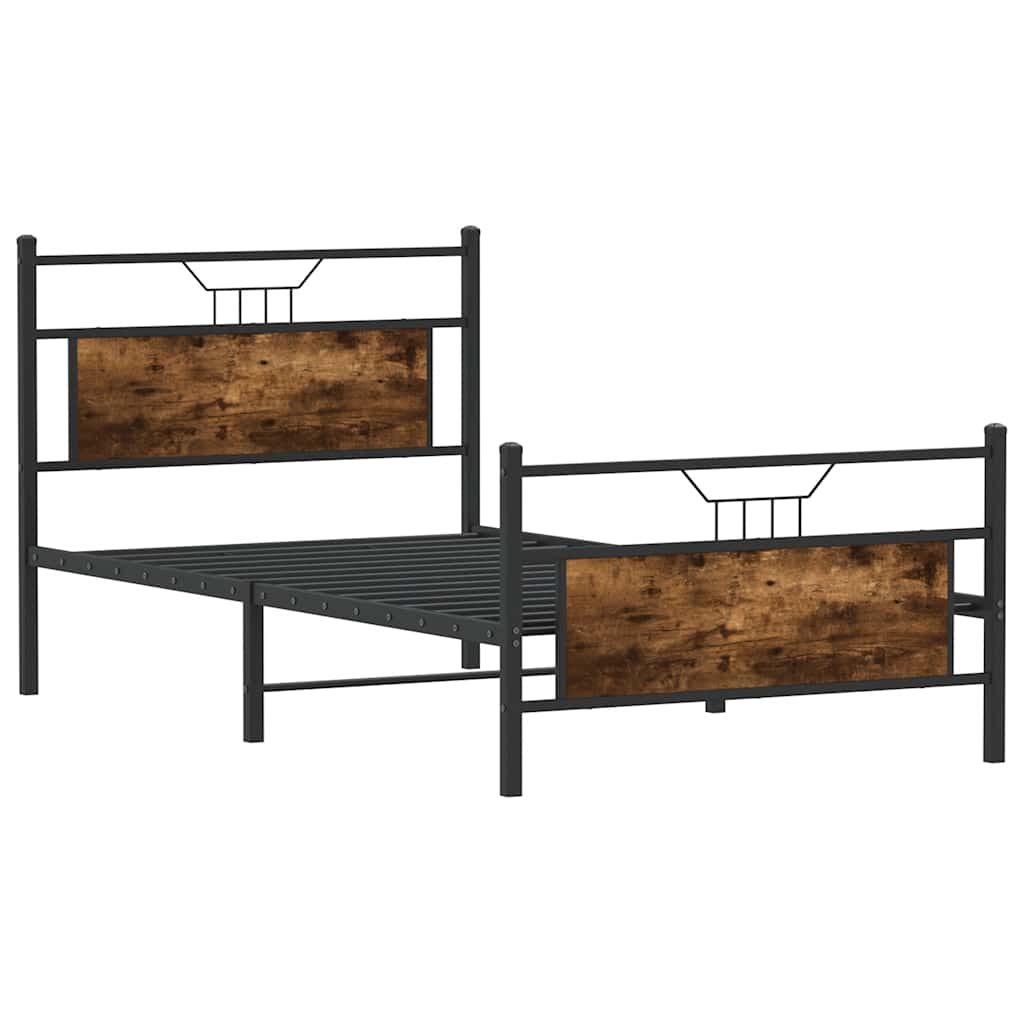 vidaXL Bed Frame without Mattress Smoked Oak 100x190 cm Engineered Wood
