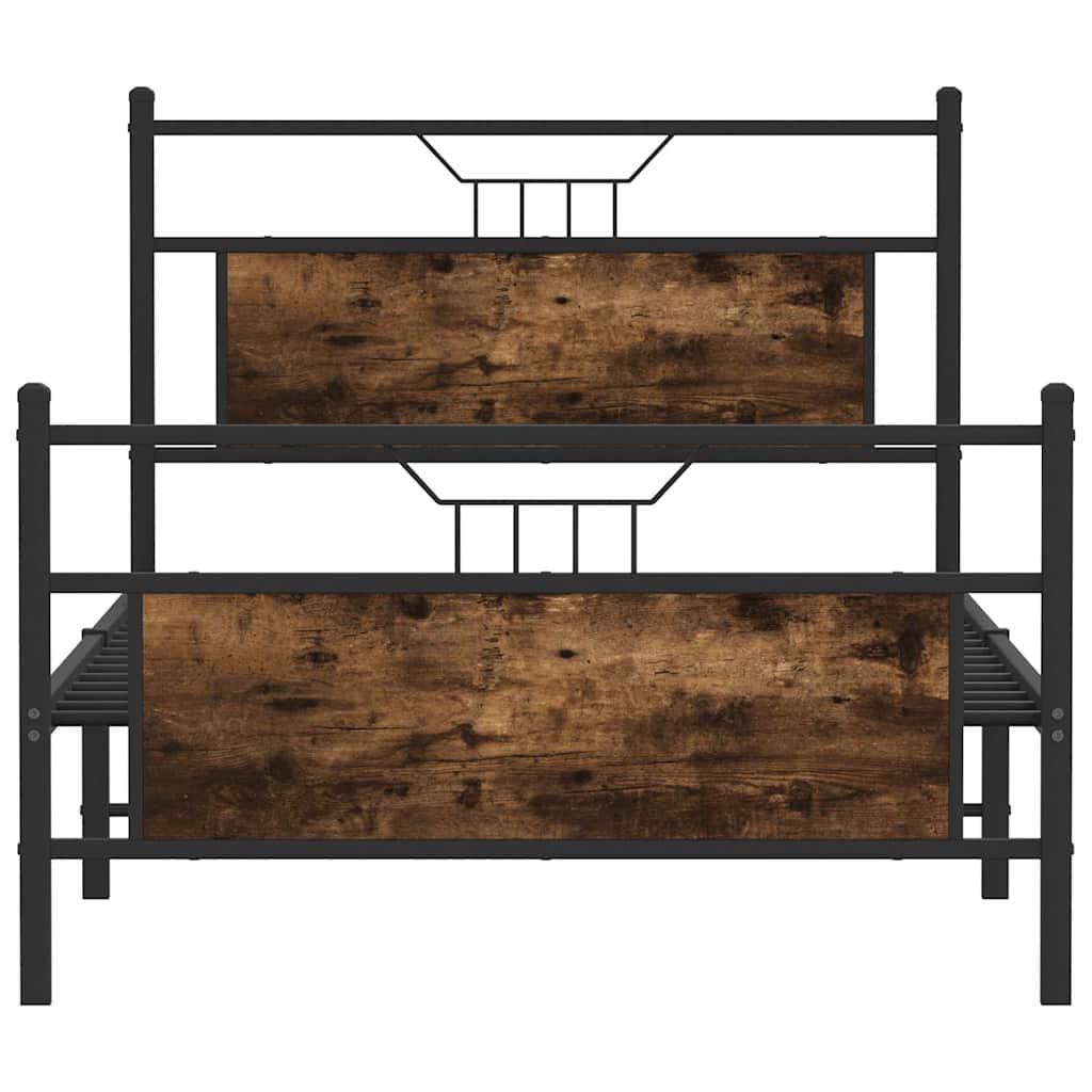 vidaXL Bed Frame without Mattress Smoked Oak 100x190 cm Engineered Wood