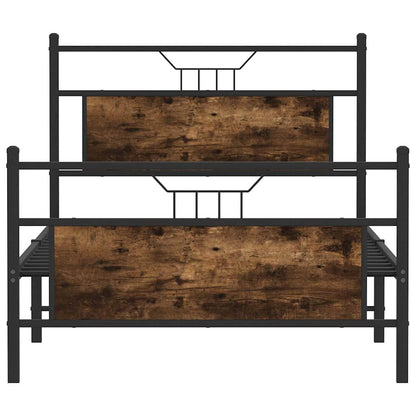 vidaXL Bed Frame without Mattress Smoked Oak 100x190 cm Engineered Wood