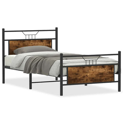 vidaXL Bed Frame without Mattress Smoked Oak 100x200 cm Engineered Wood
