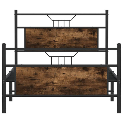 vidaXL Bed Frame without Mattress Smoked Oak 100x200 cm Engineered Wood