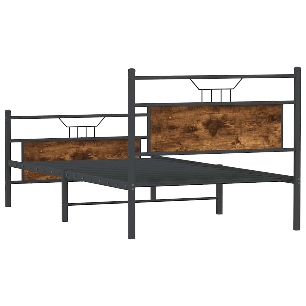 vidaXL Bed Frame without Mattress Smoked Oak 100x200 cm Engineered Wood