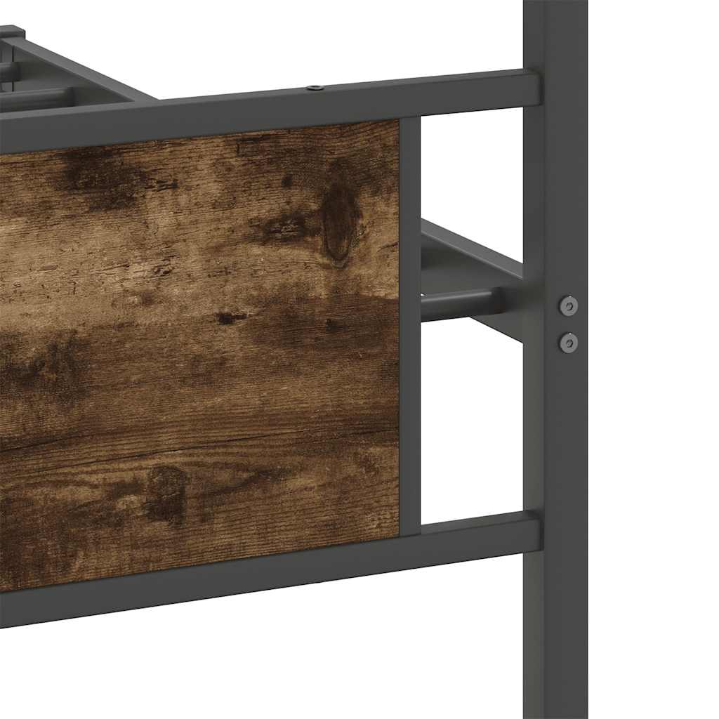 vidaXL Bed Frame without Mattress Smoked Oak 107x203 cm Engineered Wood