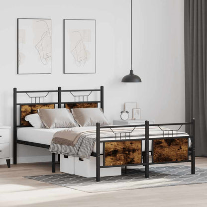 vidaXL Bed Frame without Mattress Smoked Oak 120x190 cm Small Double Engineered Wood