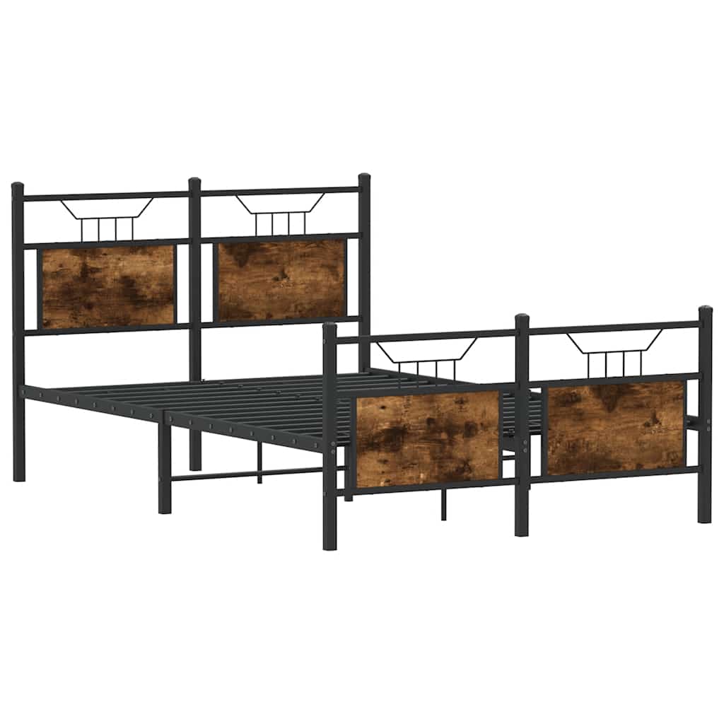 vidaXL Bed Frame without Mattress Smoked Oak 120x190 cm Small Double Engineered Wood