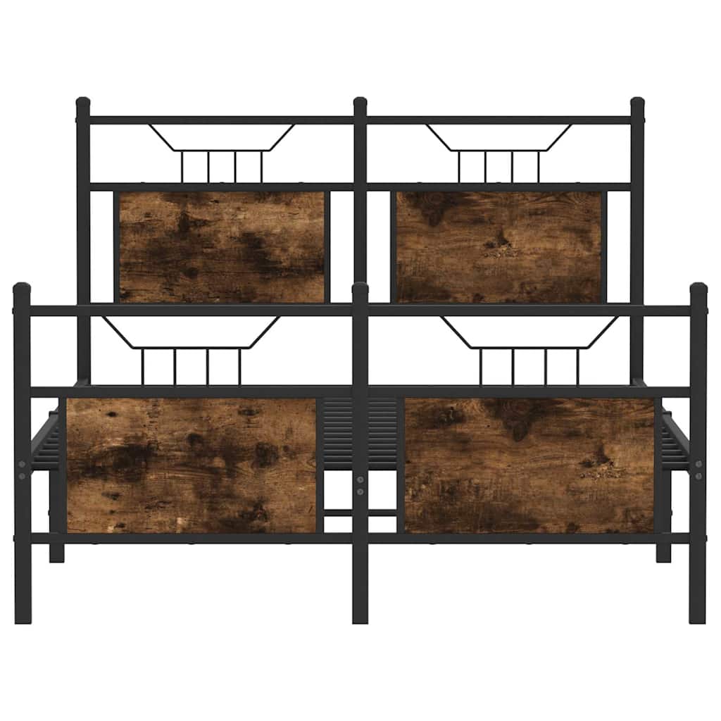 vidaXL Bed Frame without Mattress Smoked Oak 120x190 cm Small Double Engineered Wood
