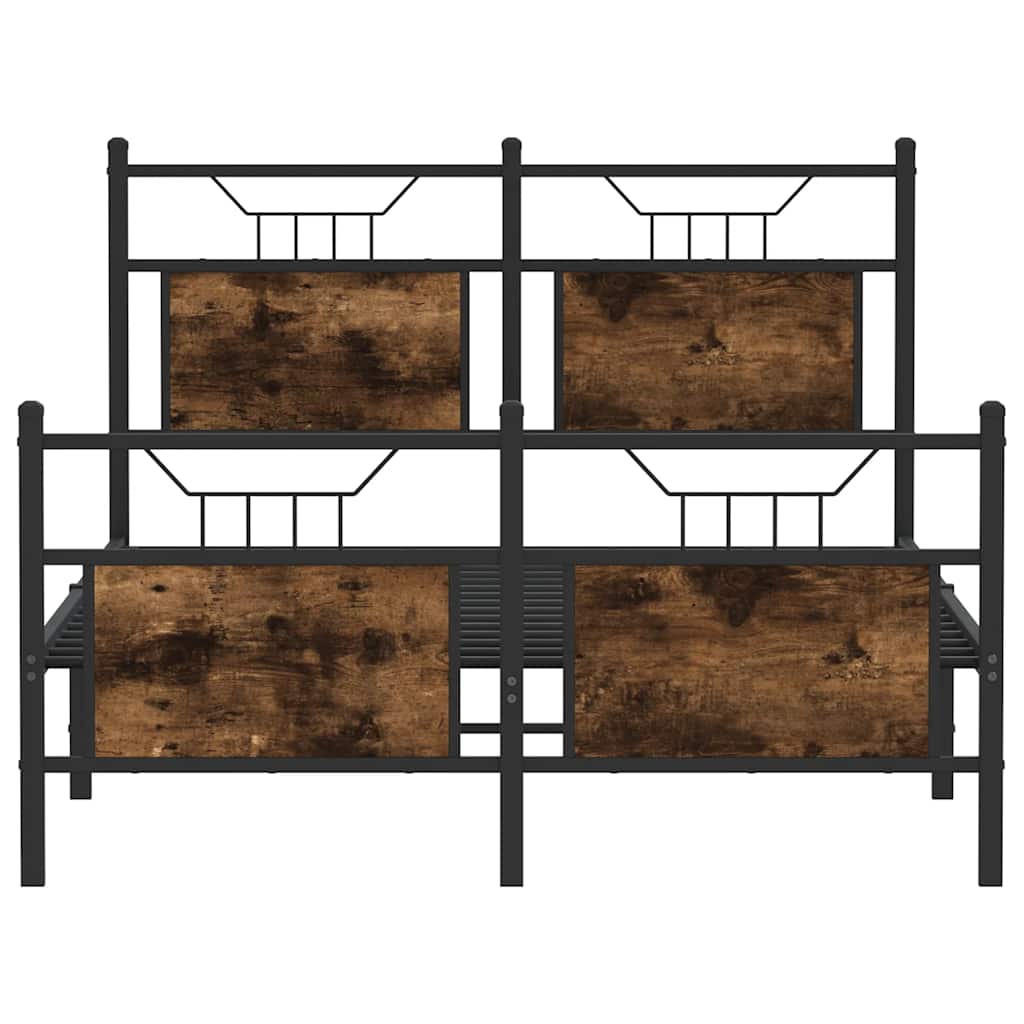 vidaXL Bed Frame without Mattress Smoked Oak 120x200 cm Engineered Wood