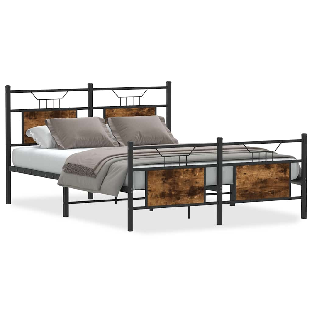 vidaXL Bed Frame without Mattress Smoked Oak 137x190 cm Engineered Wood