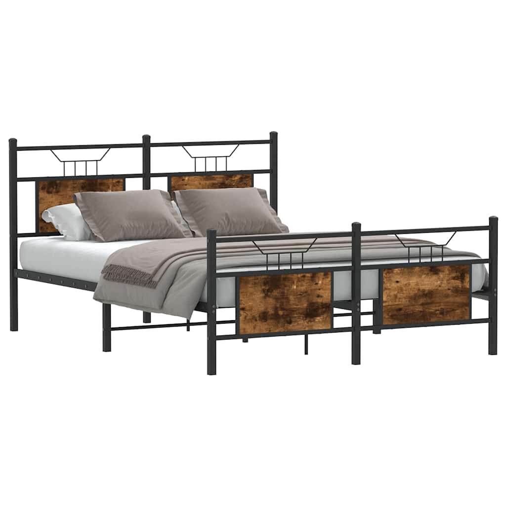 vidaXL Bed Frame without Mattress Smoked Oak 137x190 cm Engineered Wood