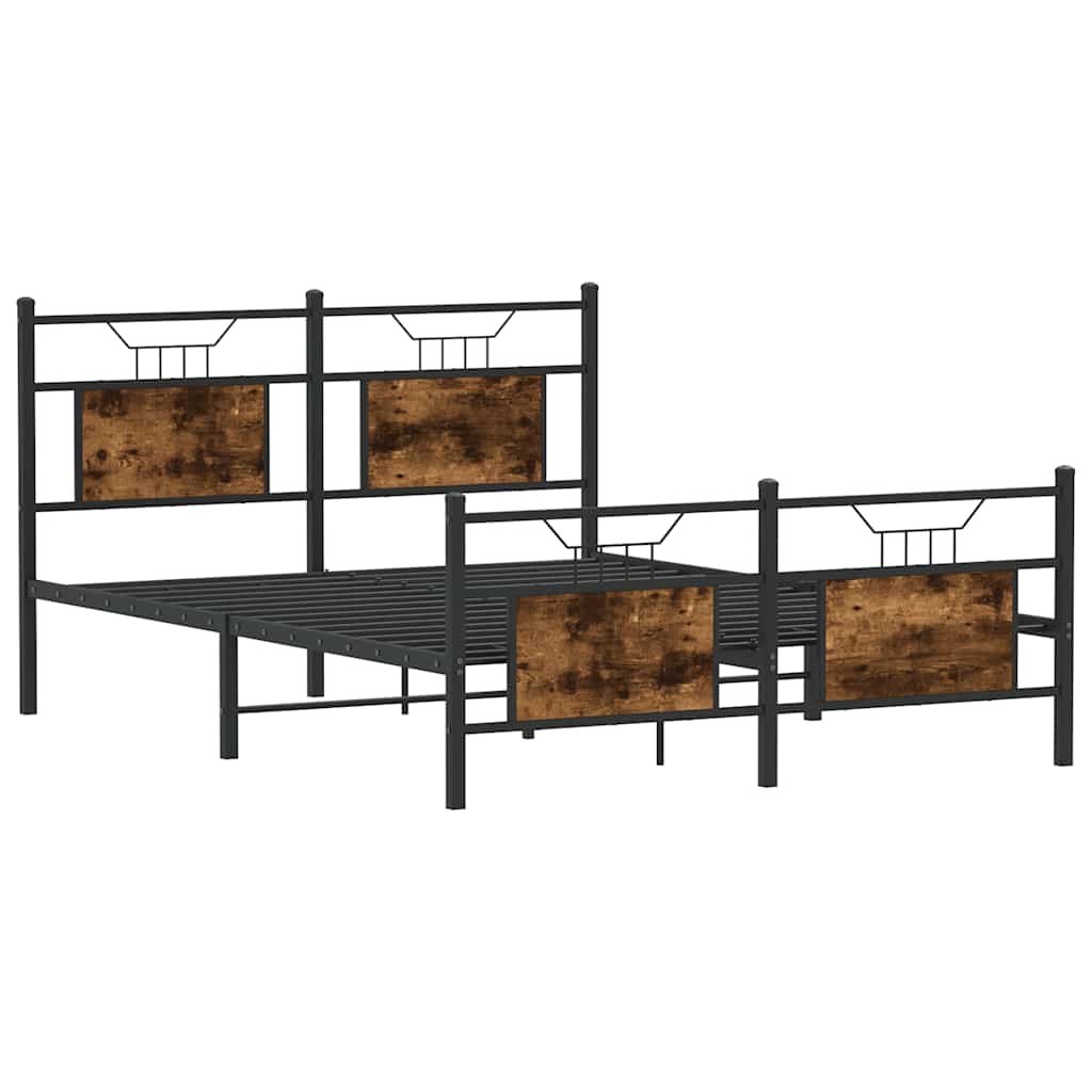 vidaXL Bed Frame without Mattress Smoked Oak 137x190 cm Engineered Wood