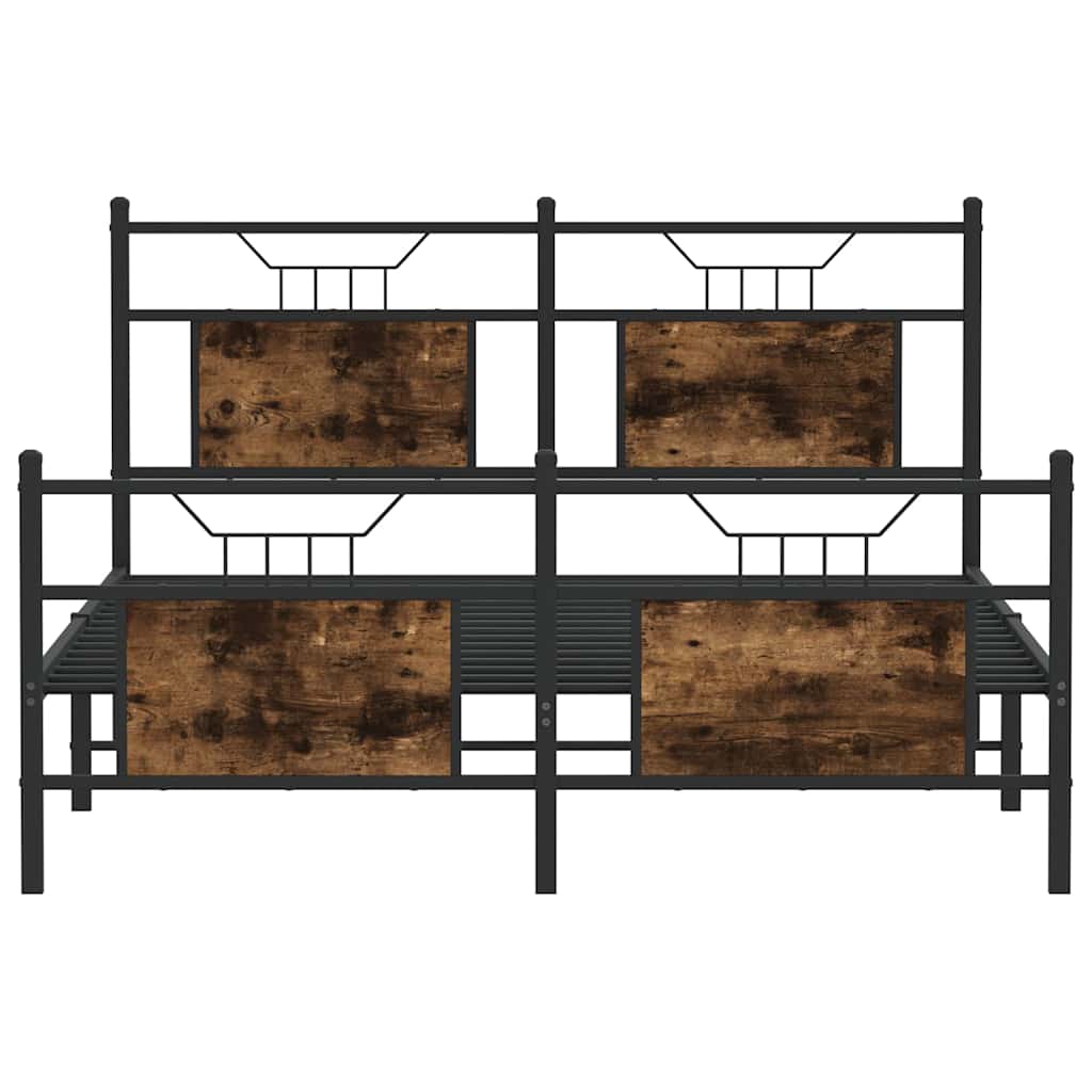 vidaXL Bed Frame without Mattress Smoked Oak 137x190 cm Engineered Wood