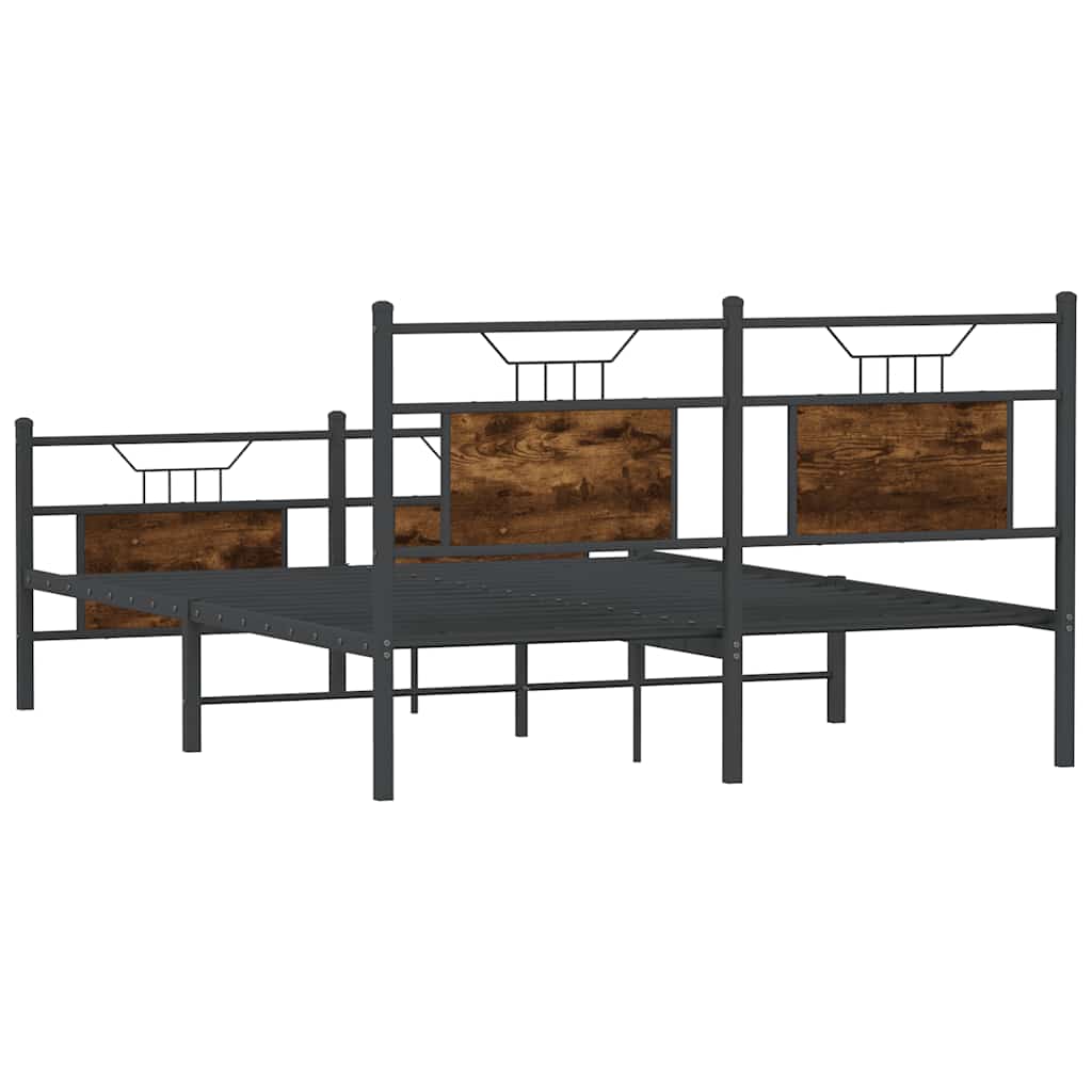 vidaXL Bed Frame without Mattress Smoked Oak 137x190 cm Engineered Wood