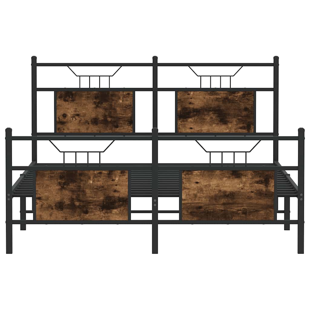 vidaXL Bed Frame without Mattress Smoked Oak 140x190 cm Engineered Wood