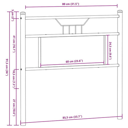 vidaXL Replace Headboard Smoked Oak 80 cm Engineered Wood and Steel