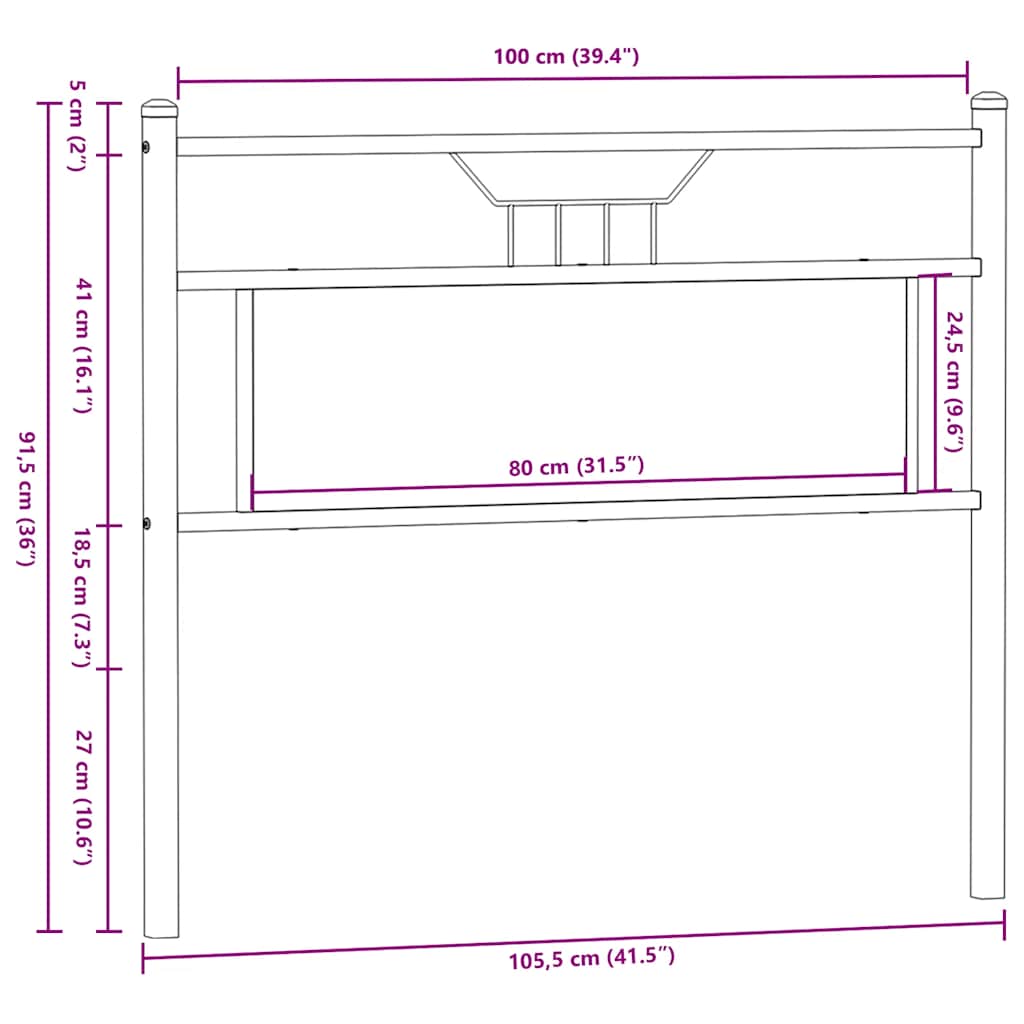 vidaXL Replace Headboard Smoked Oak 100 cm Engineered Wood and Steel