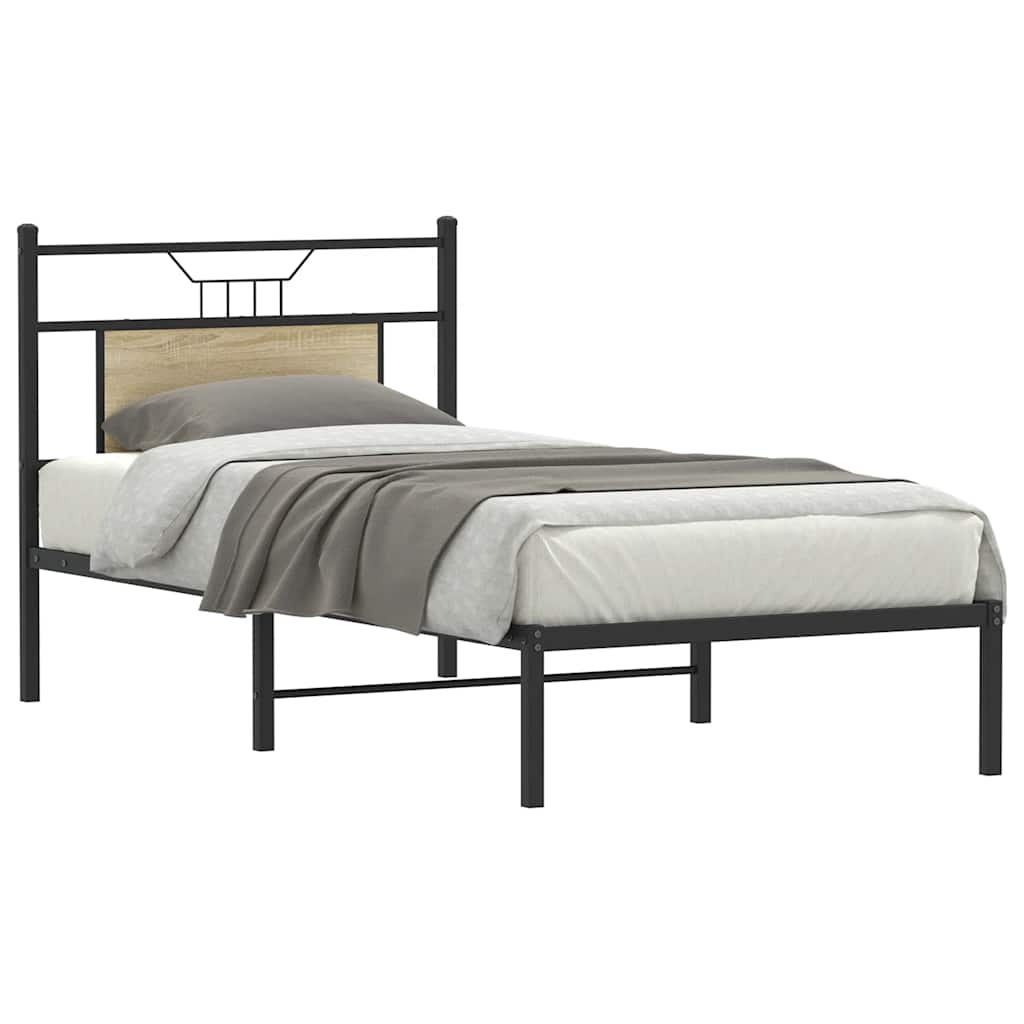 vidaXL Bed Frame without Mattress Sonoma Oak 75x190 cm Small Single Engineered Wood