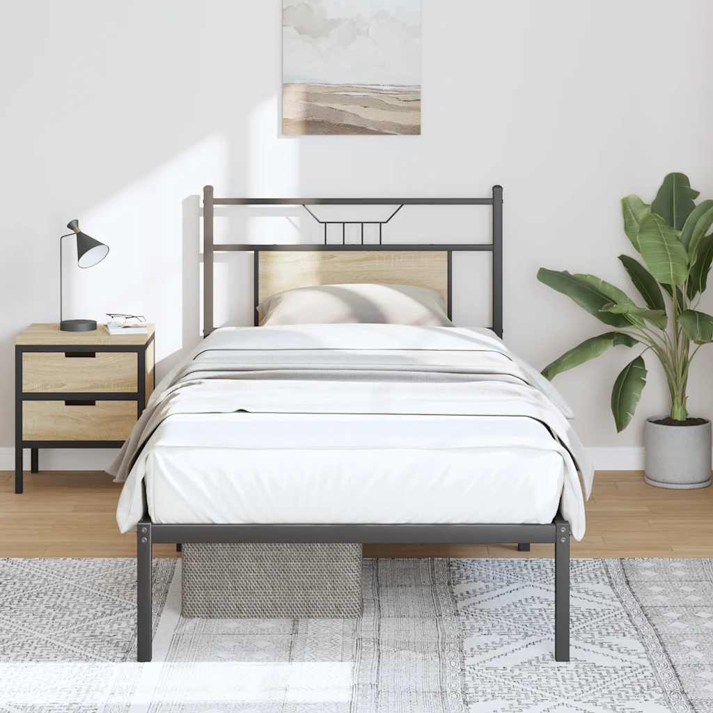 vidaXL Bed Frame without Mattress Sonoma Oak 75x190 cm Small Single Engineered Wood