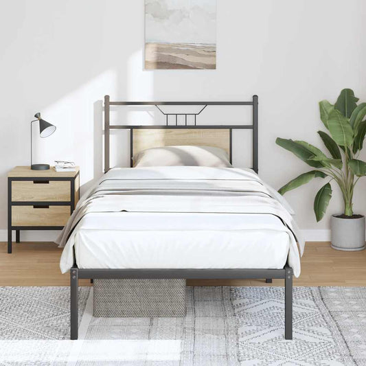 vidaXL Bed Frame without Mattress Sonoma Oak 75x190 cm Small Single Engineered Wood