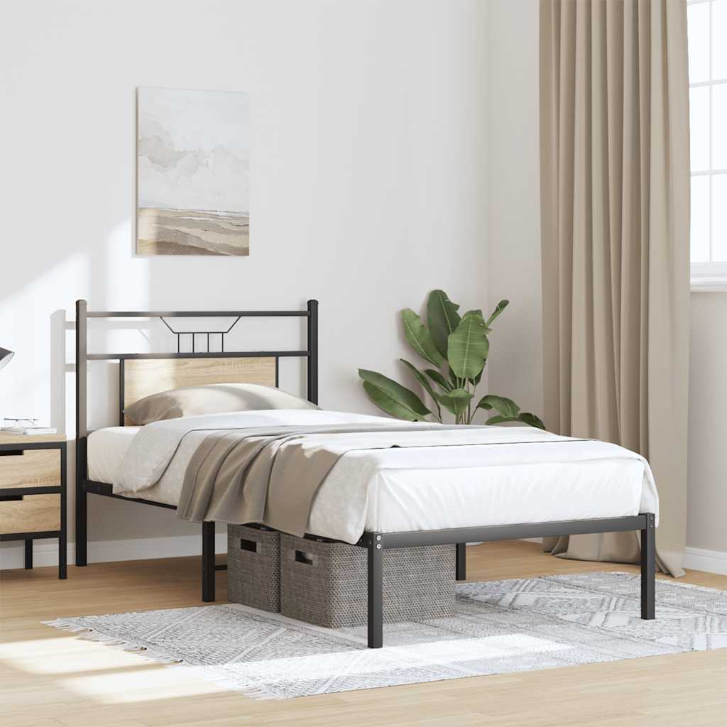 vidaXL Bed Frame without Mattress Sonoma Oak 90x190 cm Single Engineered Wood