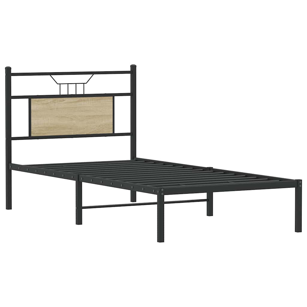 vidaXL Bed Frame without Mattress Sonoma Oak 90x190 cm Single Engineered Wood