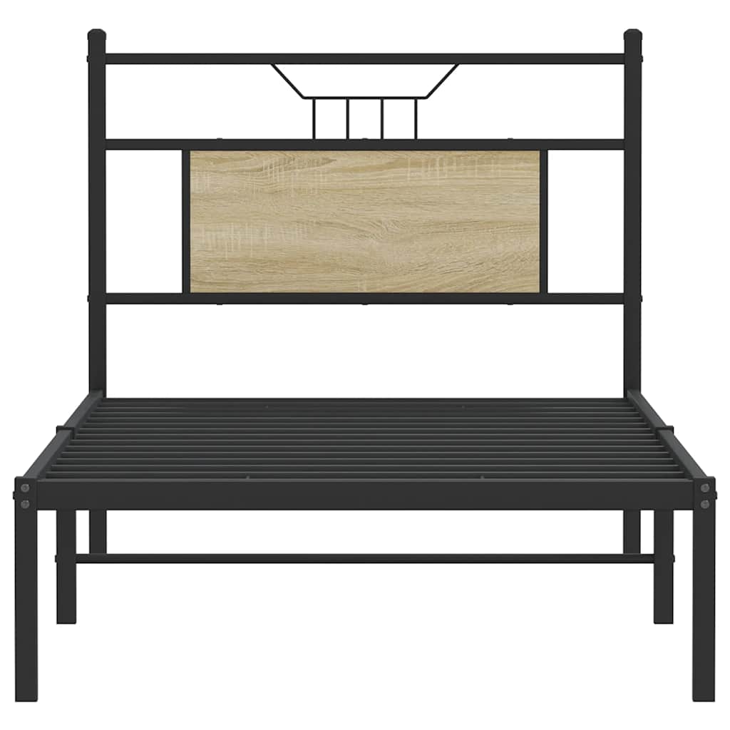vidaXL Bed Frame without Mattress Sonoma Oak 90x190 cm Single Engineered Wood