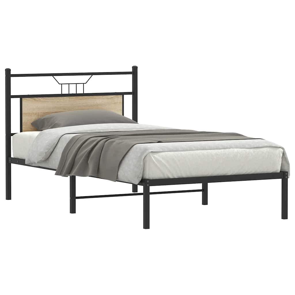 vidaXL Bed Frame without Mattress Sonoma Oak 100x190 cm Engineered Wood