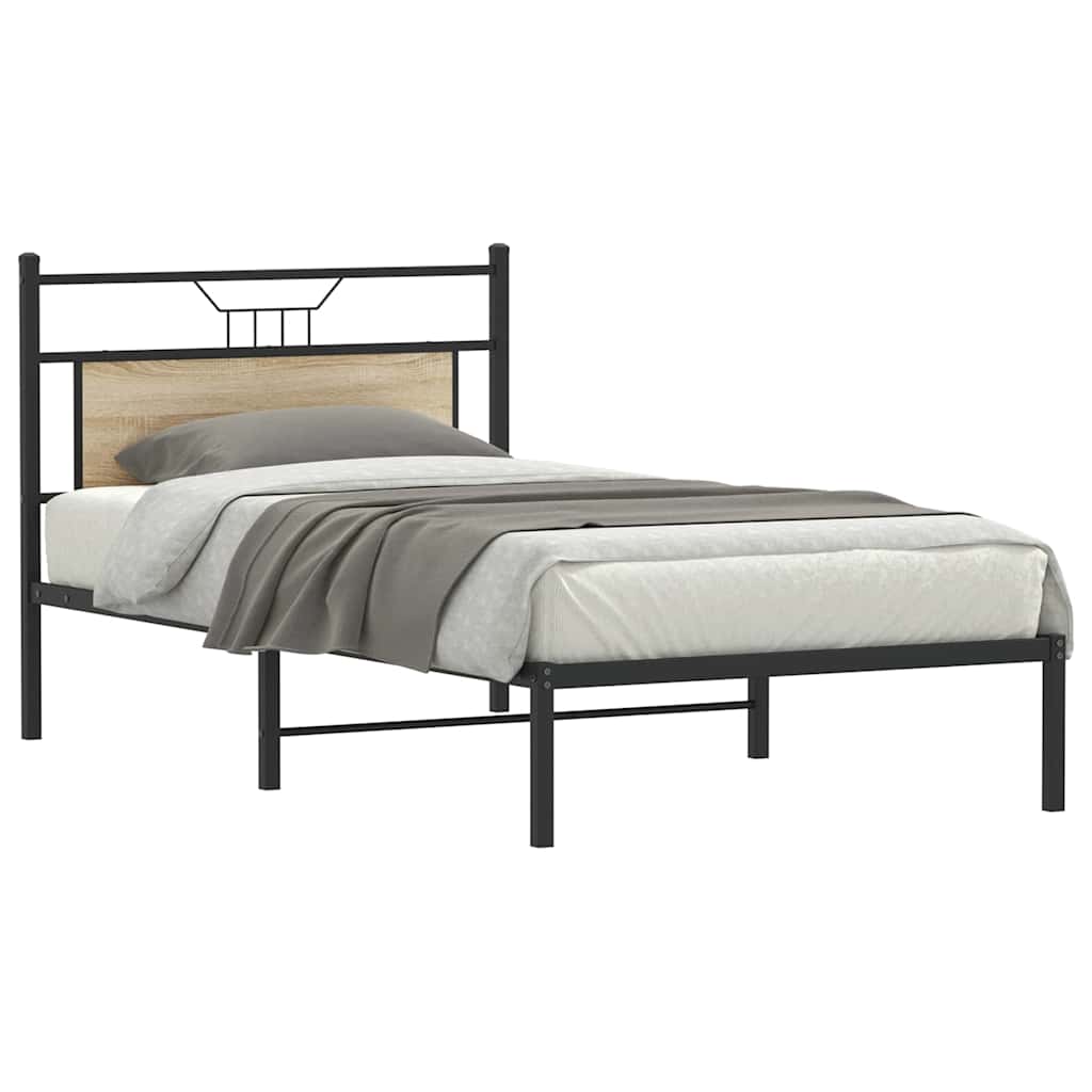 vidaXL Bed Frame without Mattress Sonoma Oak 107x203 cm Engineered Wood