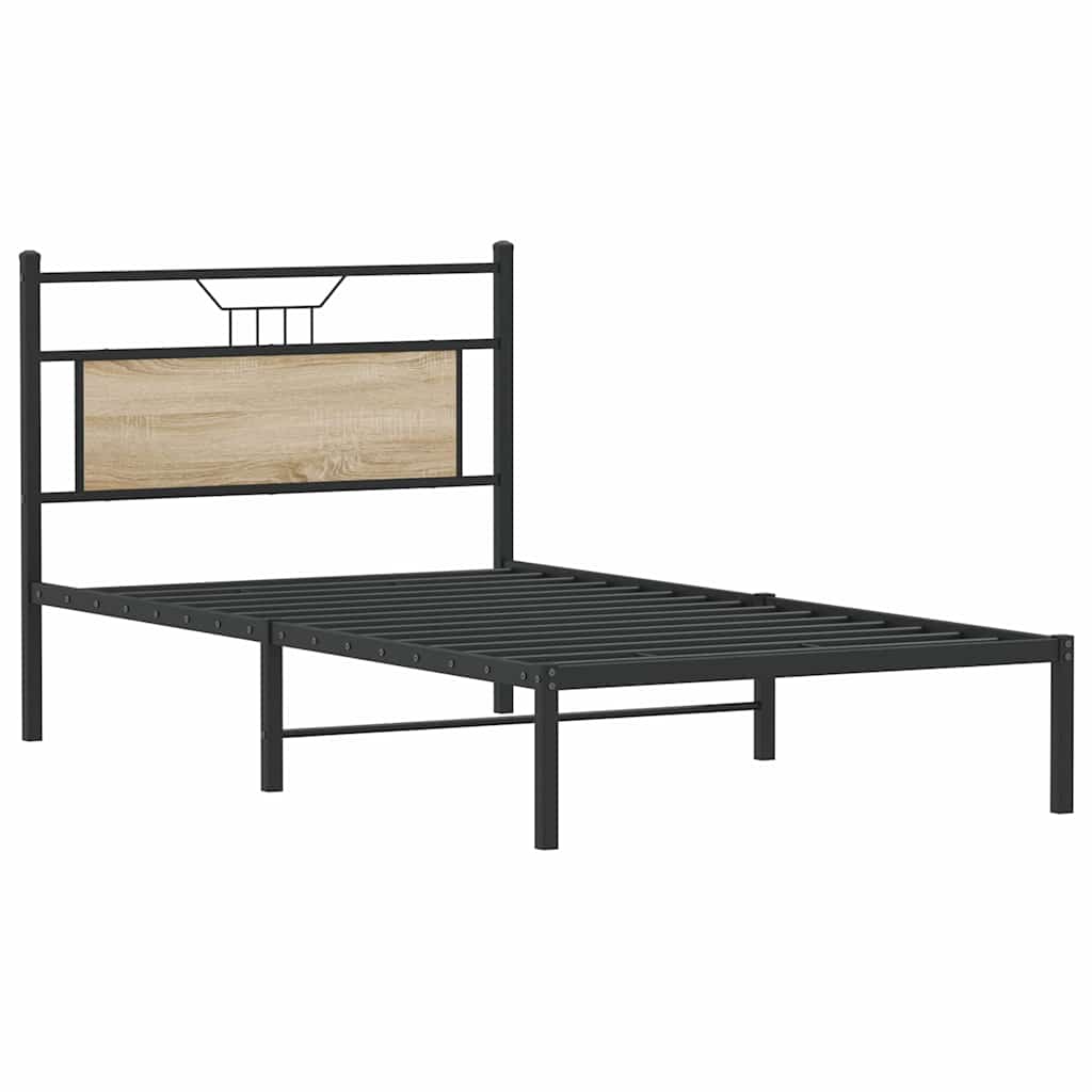 vidaXL Bed Frame without Mattress Sonoma Oak 107x203 cm Engineered Wood