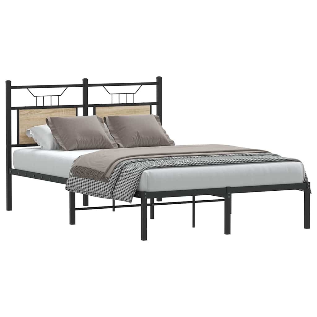 vidaXL Bed Frame without Mattress Sonoma Oak 120x190 cm Small Double Engineered Wood