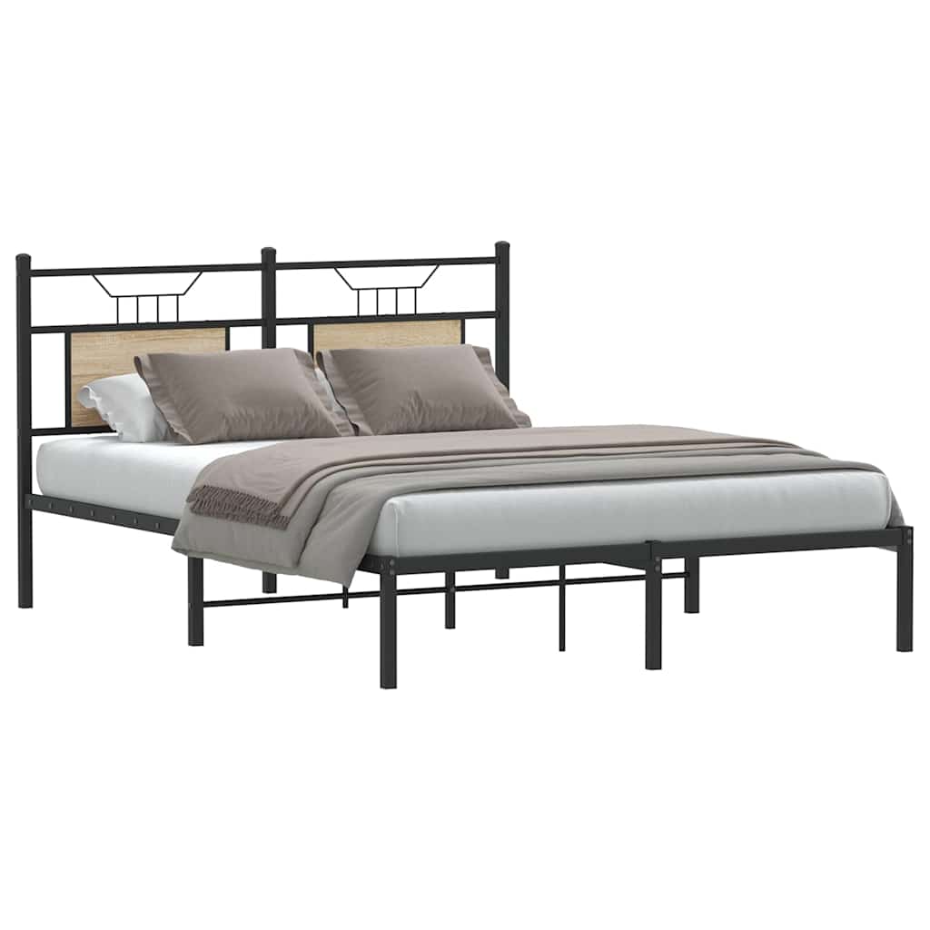 vidaXL Bed Frame without Mattress Sonoma Oak 140x190 cm Engineered Wood