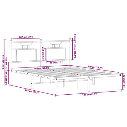 vidaXL Bed Frame without Mattress Sonoma Oak 140x200 cm Engineered Wood