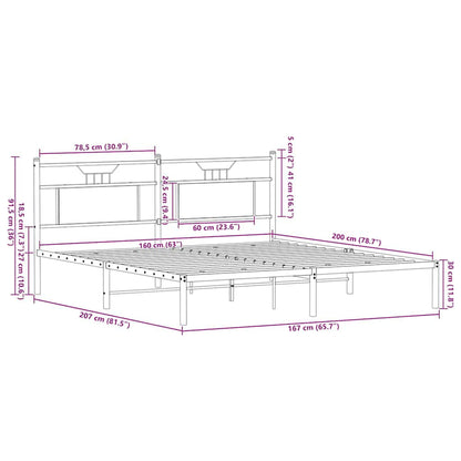 vidaXL Bed Frame without Mattress Sonoma Oak 160x200 cm Engineered Wood