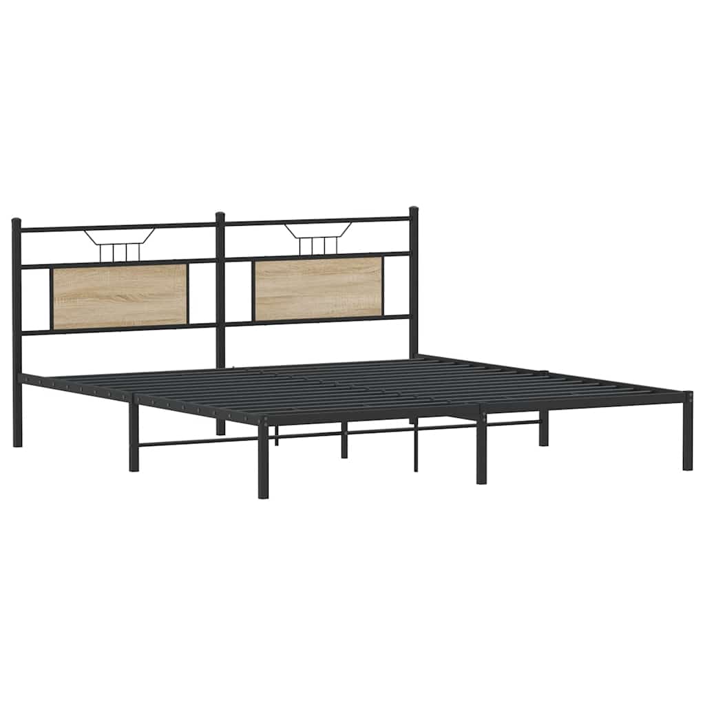 vidaXL Bed Frame without Mattress Sonoma Oak 183x203 cm Engineered Wood